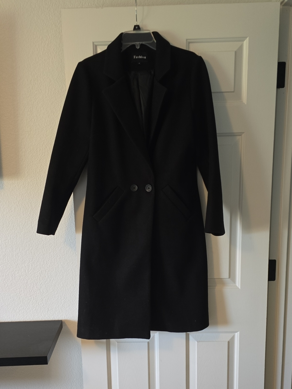 Black Women's Long Wool-Blend Coat